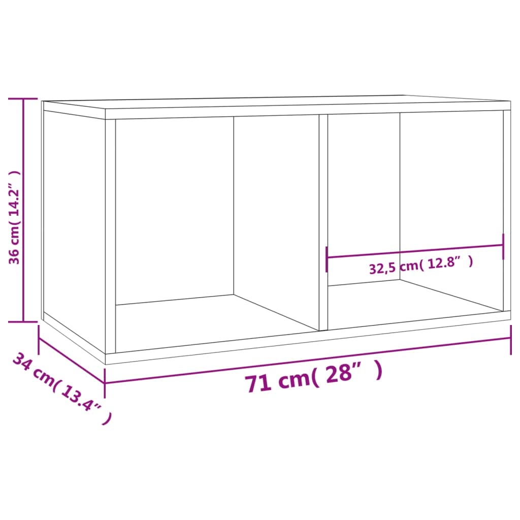 Scatola portaoggetti per dischi in legno, 71 x 34 x 36 cm, con 2 scomparti per vinile e accessori, versatile come scatola per il trasporto, scaffale