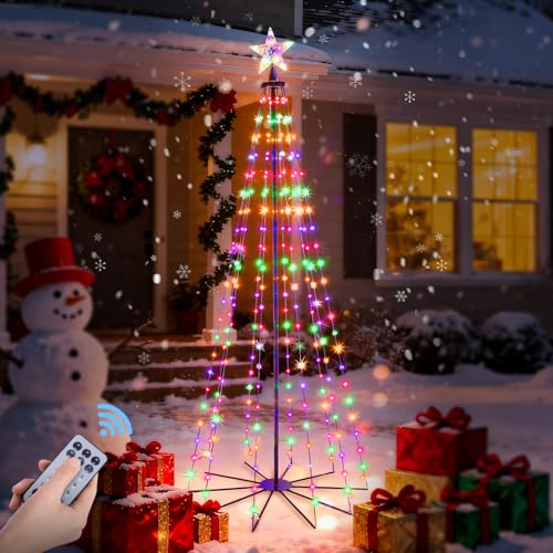 Christmas Cone Tree Lights 5.9ft, 240 LEDs RGB Outdoor Christmas Tree Lights with Remote Control, Waterproof String Lights Holiday Decorations for Yard Patio Garden Holiday - Multicolor