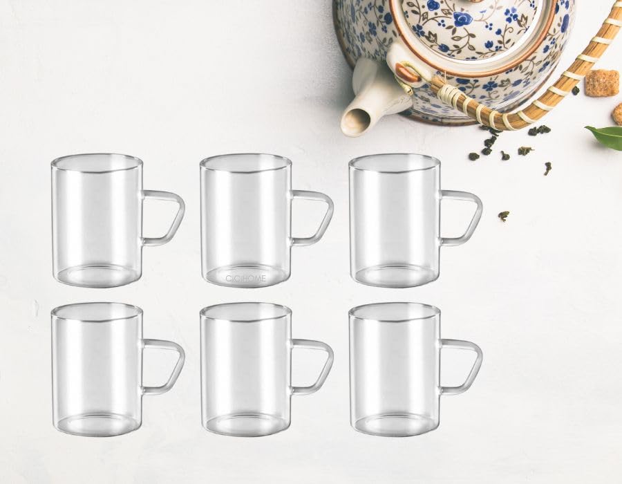 KAYA CAM HARMONY Dünne Teegläser Kaffeegläser mit Henkel Borosilikat Glas 6er Set