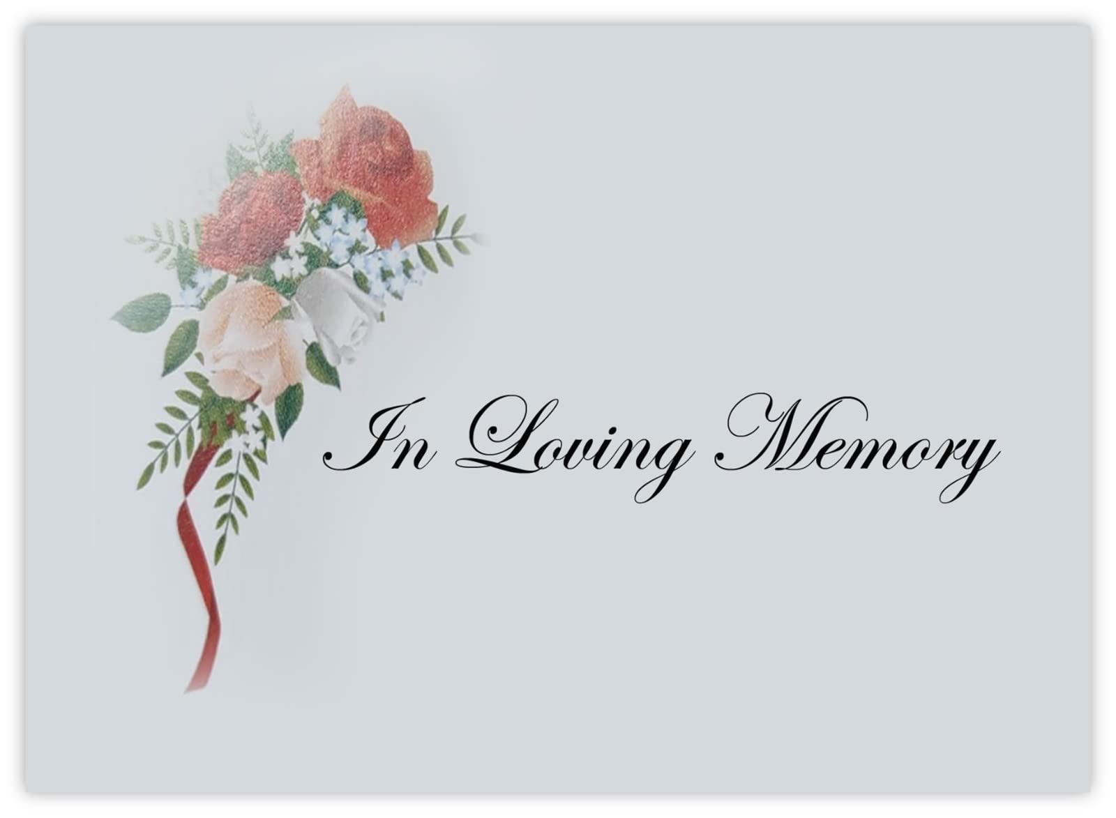 celloexpress In Loving Memory (Flowers with Ribbon) Flower Message Cards - 90mm x 125mm - Bereavement Florist Card Sympathy Condolences Notes (Pack of 12)