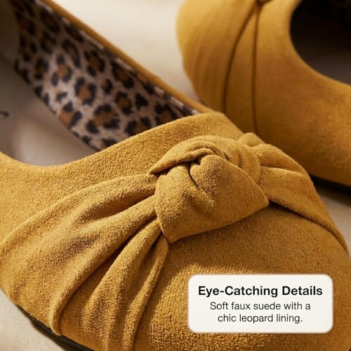 Image of Epic Step Ballet Flats for Women, Comfortable Slip on Faux Suede Round Toe, Ballerina Dressy Flat Shoes