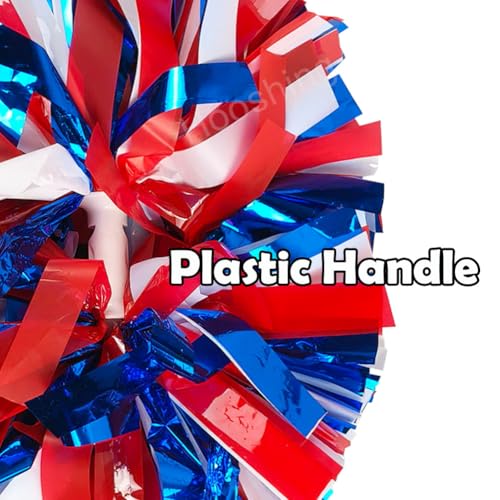 image for Hooshing 2PCS Red White and Blue Pom Poms Cheerleading with Baton Hand
