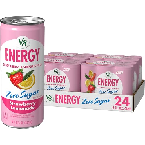 V8 Energy Zero Sugar Strawberry Lemonade, 8 fl. oz. Can (24 Pack)