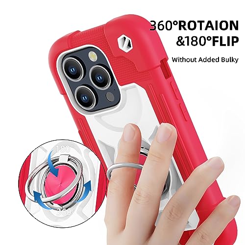 Image of MARKILL Compatible with iPhone with Built-in 360Rotating Ring Stand, Military Grade Drop Protection Full Body Rugged Heavy Duty Case Durable Cover (Hot Pink, iPhone 15 Pro Max 6.7 inch)