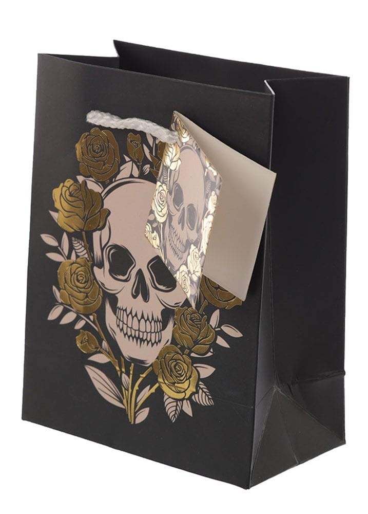Puckator Black Attitude Clothing Small Metallic Skulls And Roses Gift Bag