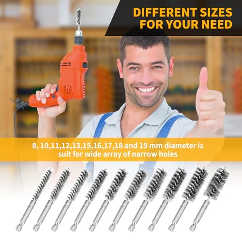 Image of 30 Pieces Bore Brush for Drill, Stainless Steel Wire Bore Brush with 1 /4 Inch HexShank, Assorted Size Drill Wire Cleaning Brush for Power Drill Impact Driver