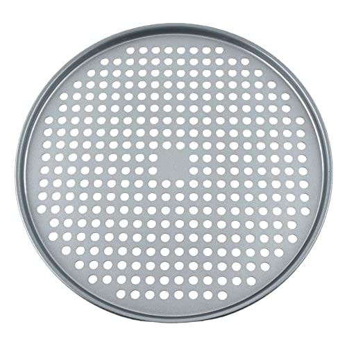Zpengtai Plato Pizza Bandeja Redonda For Pizza De 37cm, Bandeja For Hornear Pizza Antiadherente, Molde For Hornear Pizza De Acero Inoxidable con Orificio De Aire, bandejas(Light Grey)