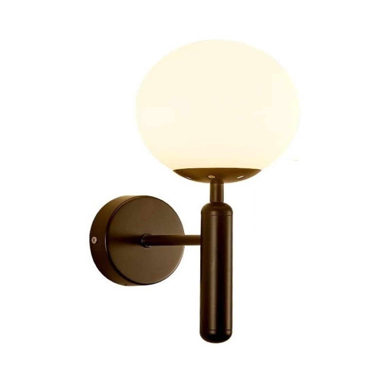 SXSCARKX Modern Wall Sconce Lighting Operated Led Lights,Indoor Globe Glass Lamp Light Fixture Decor for Bedroom Bathroom Loft Vanity,Black