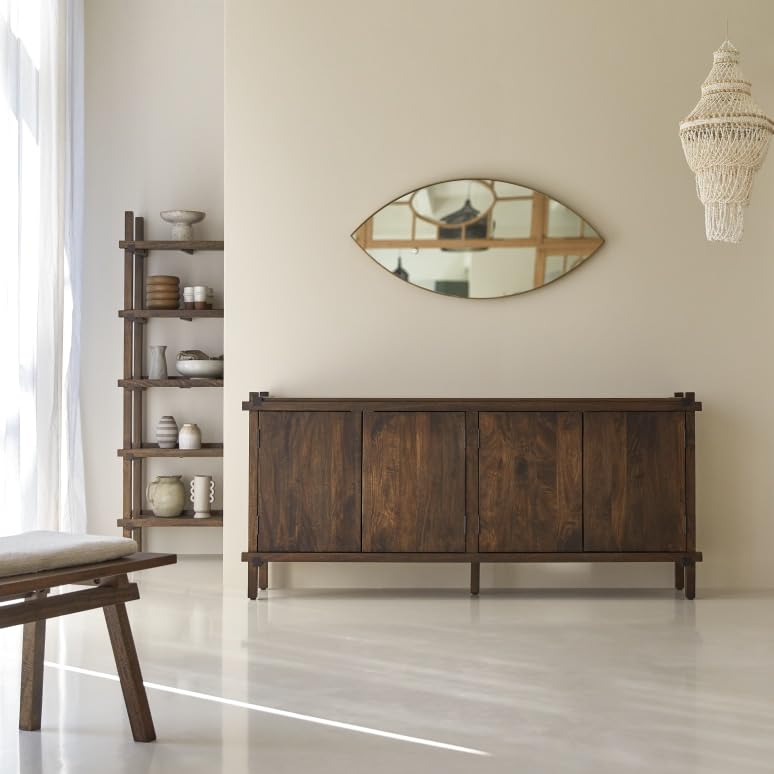 Arko Solid Mango Wood Sideboard | Large Handcrafted Wooden Storage Cabinet | Rustic Buffet & Console Furniture for Dining Room, Living Room & Entryway-image-49