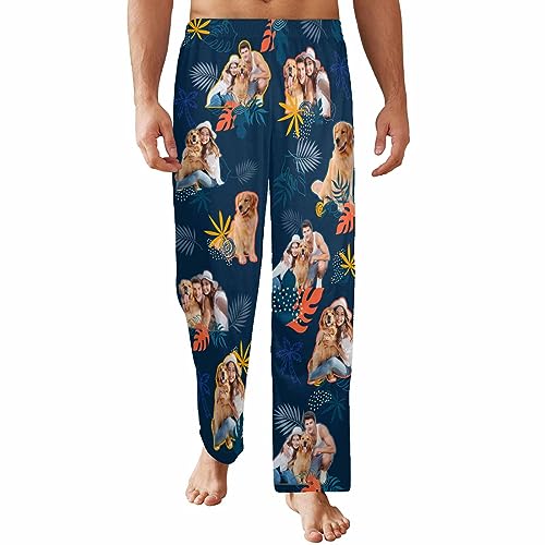 Custom Face Pajama Pants Personalized Mens Sleep Bottoms Funny Photo Printed Pj Casual Pajamas Loose Fit Lounge Pants