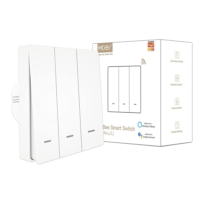 Buy MOES ZigBee Smart Wall Light Switch No Neutral Wire Required, No