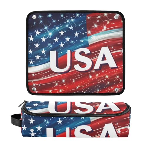 Bolso de viaje para herramientas de cabello con almohadilla resistente al calor impermeable para plancha rizadora, plancha alisadora y secador de pelo, bandera nacional Día de la Independencia miniatura 3