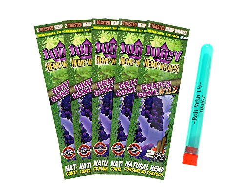 Juicy Hemp Wraps Grapes Gone Wild (5 Packs, 2 Wraps Per Pack) Includes American Rolling Club Tube (Juicy Jay's)
