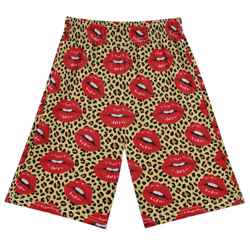 Leopard Mouth Pattern Pajama Pants Short Sleep Pants Pajama Bottoms Elastic Waist with Pockets 6-14 Years