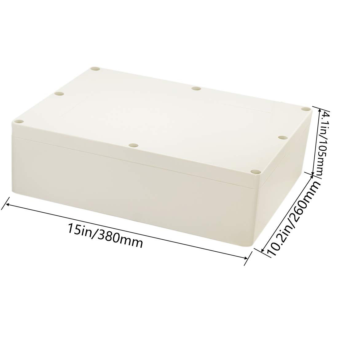 Zulkit Junction Box ABS Plastic Dustproof Waterproof IP65 Universal Electrical Boxes Project Enclosure Gray 15.0 x 10.2 x 4.1 inch (380x260x105 mm)