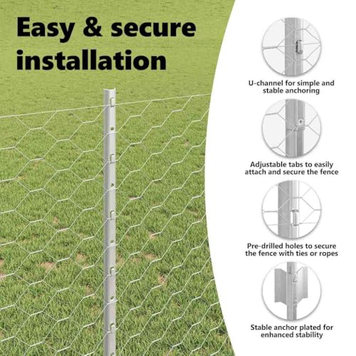 vidaXL Zaun mit Pfosten Silber 1 x 50 m Stahl, Verstellbare Außenumzäunung, moderner Gartenzaun, stabiler Raumteiler, vielseitige Sichtschutzlösung für Gärten
