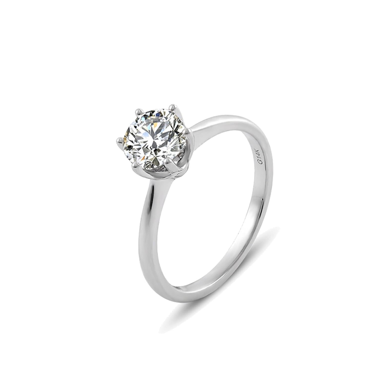 Anillo de compromiso para mujer, delicado anillo de boda, oro blanco de 9 quilates, moissanita, solitario con moissanite de 1 ct, talla 45 (14,3), popular para el aniversario de la madre