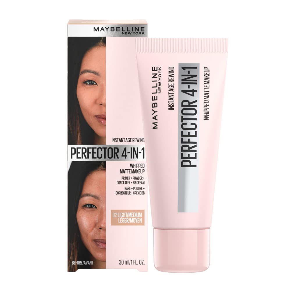 Maybelline New York, maquillaje perfeccionador 4-en-1 Instant Perfector, acabado mate natural, tono modulable, Light Medium
