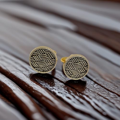 Mancuernillas para Hombre Oro Textura Retro Tejida miniatura 4