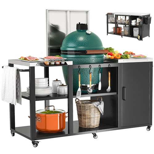 YITAHOME Big Green Egg Grill Table with Removable Stainless Steel