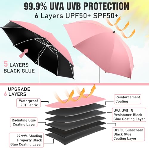 Image of 2 PACK Beach Umbrella with Clamp, 360 Adjustable Umbrellas for Chair, UPF50+ Umbrella for Beach Chair, Patio Chair, Wheelchair, Camping Chair, Golf Carts (Chair Not Included)