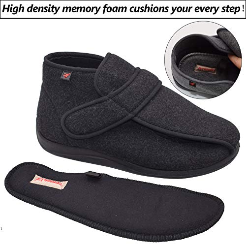 W&Lesvago Womens Warm Wide Width & Extra Depth Diabetic Shoes, Warm High-top Adjustable Closures Slippers4