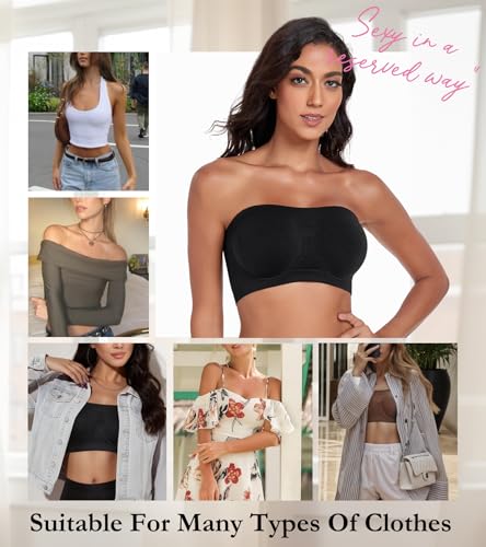 Image of Women's Underwire Strapless Multiway Bra Bandeau Seamless Supportive Bras Non Padded Top