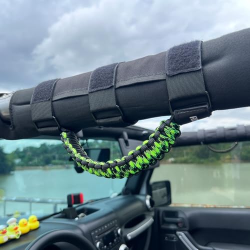 Poignées d'arceau paracorde Jeep Wrangler vert pour monter facilement à bord