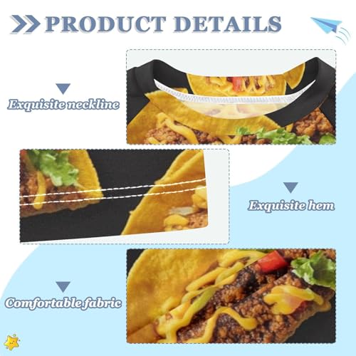 Boy Swimsuit Taco Black Real Food Sunscreen T-Shirts Swimwear Sets UPF 50+3
