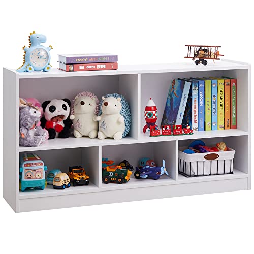 Toy Organizers and Storage, 5-Section Kids Bookshelf for Organizing Books Toys, School Classroom Wooden Storage Cabinet for Children’s Room, Playroom, Nursery