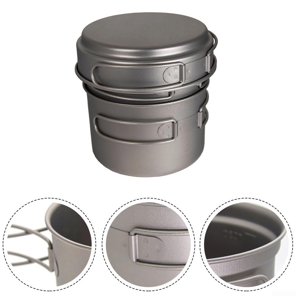 Honseadek Pure Ti Kochgeschirr, Titan-Camping-Sets, ultraleichte Rucksackausrüstung, Outdoor-Kochutensilien, tragbarer Topfpfannenbecher, Wanderküchenwerkzeug, leichtes Chaos Kit