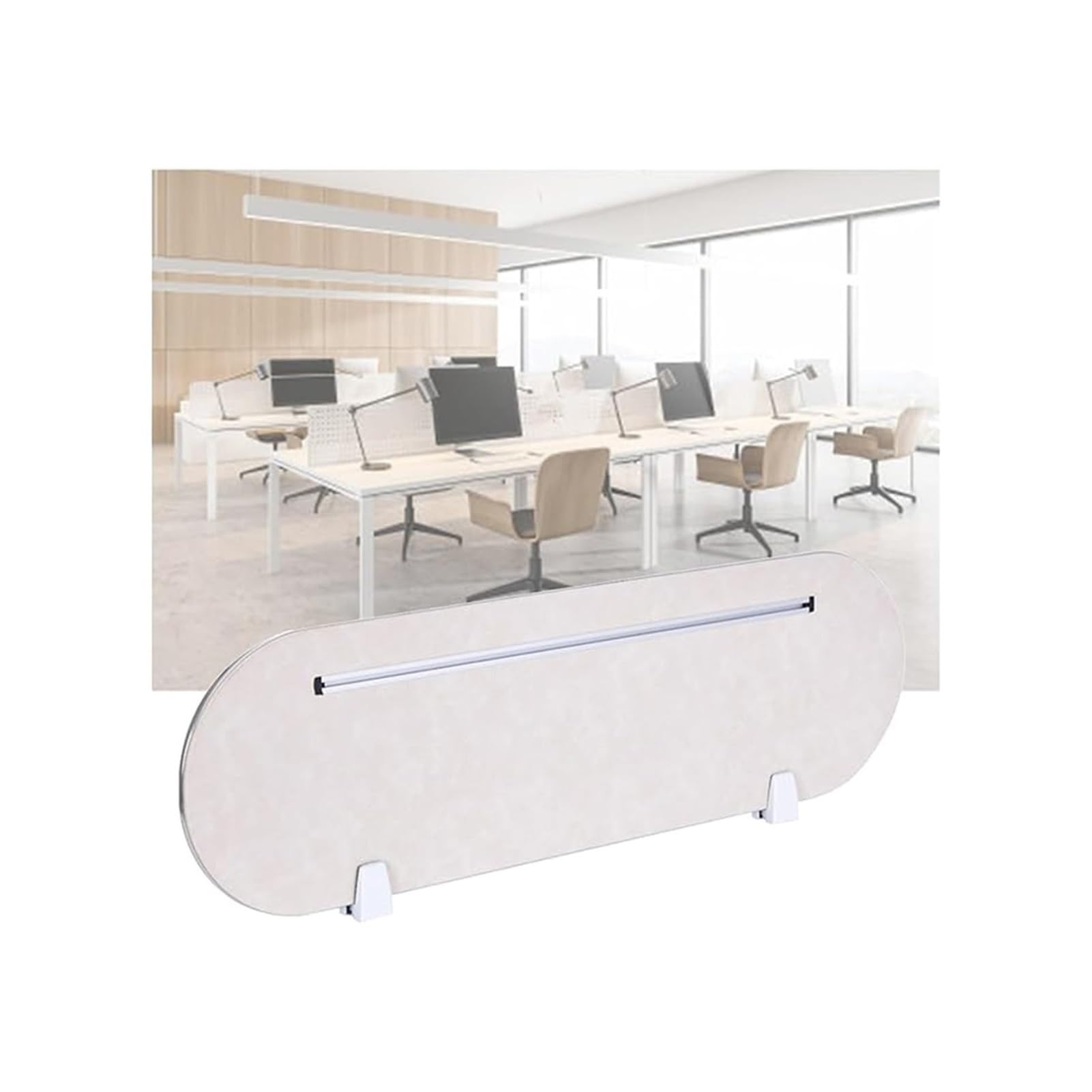 LWJSOCP Acoustic Desk Divider Privacy Panel Partition Lightweight Freestanding Grille with Support Feet Beige 31.5x11.8in