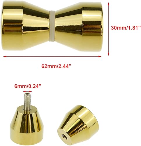 Miniatura 2 de Semetall Tirador de puerta de cristal sólido para ducha de atrás a trasera, diseño en forma de cono, color dorado