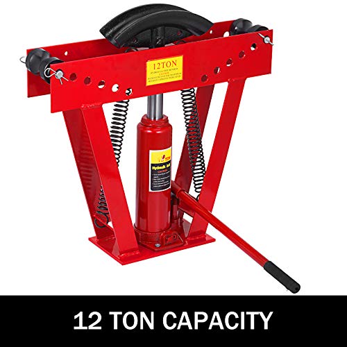 Happybuy 12 Ton Exhaust Tubing Bender 1/2 Inch Square Hydraulic Hand Pump Tubing Bender Stroke 130mm Pipe Bending Tool within 90-180 Degree Steel Pipe Bender with 6 Dies