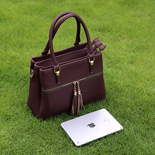 Image of KKXIU Women Satchel Bags Handle Shoulder Handbags and Purses Pockets Zipper Leather Crossbody Bags