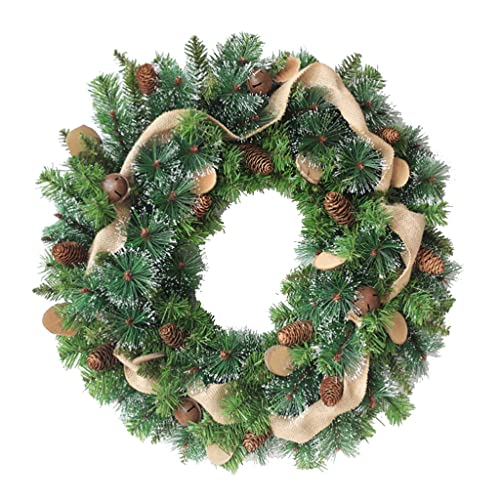 Couronne artificielle de Noël 60cm grand modèle avec cloches et cônes