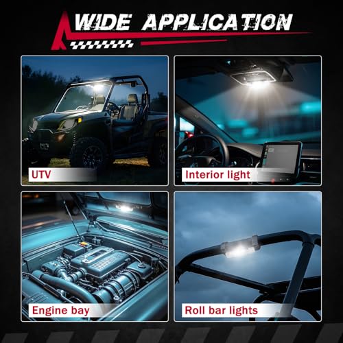 Image of UTV Interior Dome Light, FASTCHOY AUTO Universal Roll Bar Mount LED Interior Lights Roll Cage Light for UTV ATV SXS RZR Polaris Can-Am Golf Cart Talon Truck Off Road Vehicle - White