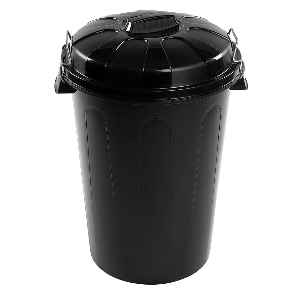 COSHANO Cubo de Basura con asa metálica 100L Litros Para exterior e interior almacenaje de agua - Fabricado en plástico Resistente. Ideal para el hogar, trabajo, hostelería, etc (Negro)