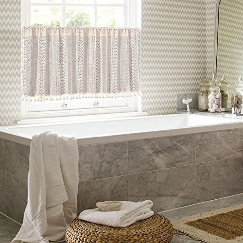 Wazzio Boho Lace Macrame Valance Curtains For Window,Farmhouse Kitchen Curtains And Valances Set Of 1 Cafe Valence Curtains Bathroom Window Curtain Window Valances For Bedroom Living Room 59" W X 24"L #TOP6