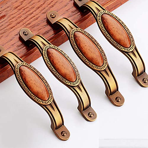 LINGYE Vintage Türgriff 4 Stück Schrankgriff Küchengriff Knöpfe Kleiderschrank Möbelgriffe Zinklegierung und Keramik Retro Braun Griffe Mit Schrauben Bohrlochabstand 128 mm Cover
