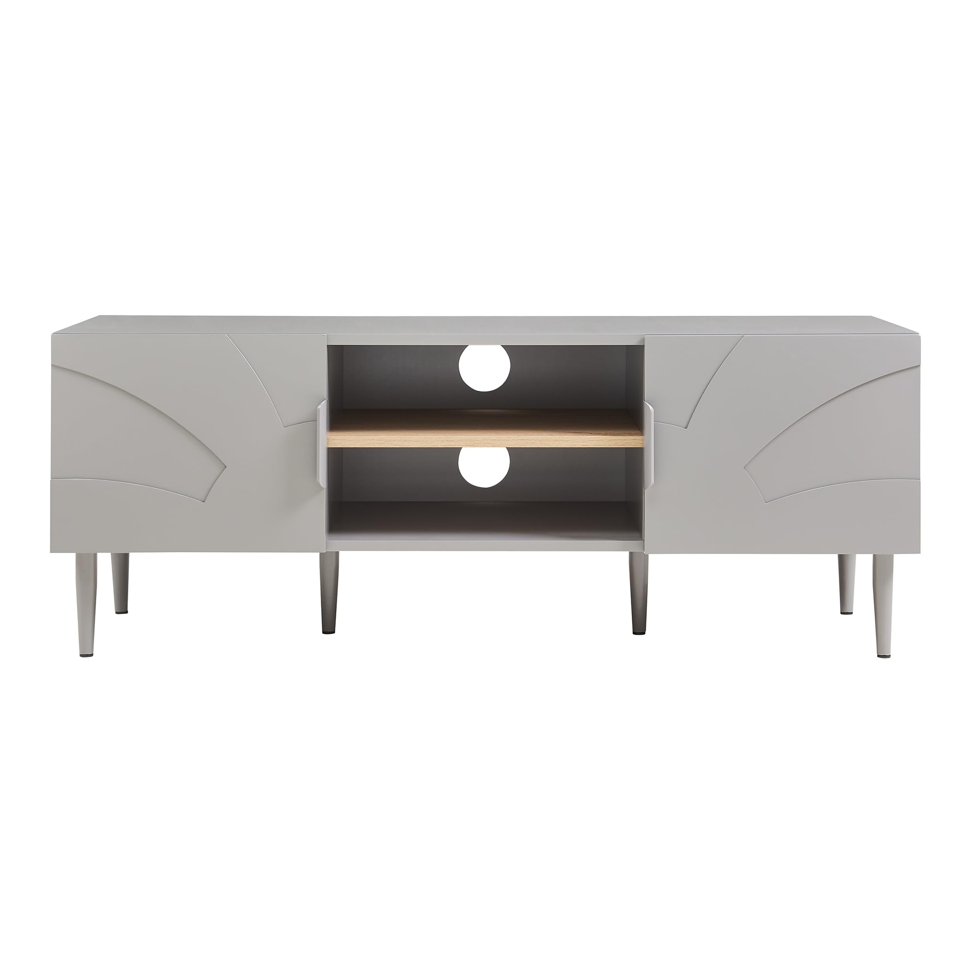 [en.casa] Mueble de TV Starvili con 2 Compartimentos Abiertos y 2 Cerrados Mesa de TV Mueble de Salón con Tablero Rectangular y Pasacables Aglomerado MDF 120 x 40 x 45 cm - Gris