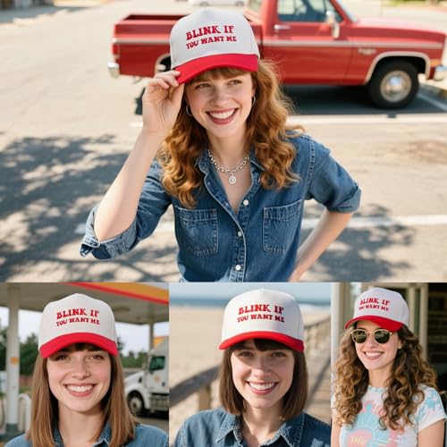 Funny Trucker Hats Embroidered Vintage Snapback Hat for Women Put It On My Husband's Tab Hats Gag Gifts Baseball Cap Red