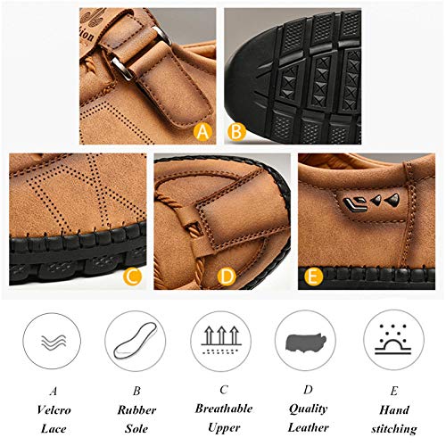 Moodeng Men`s Casual Leather Loafer Summer Outdoor Sandals Comfortable Boat Shoes Slip-on Driving Loafers3