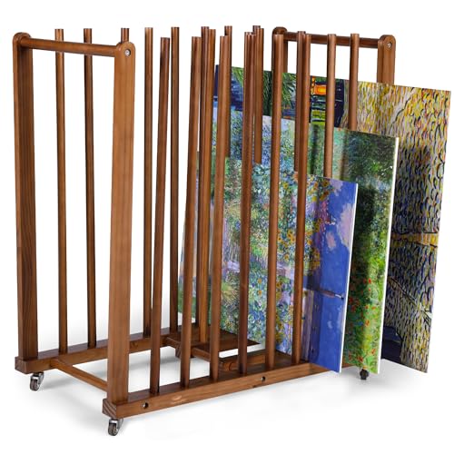 CopperStor Art Storage Rack and Art Rack and Studio Storage Organizer for Canvases Paint Drying Rack with Adjustable Panels Handles & Caster Wheels for Artwork - Canvas Boards - Frames & Prints