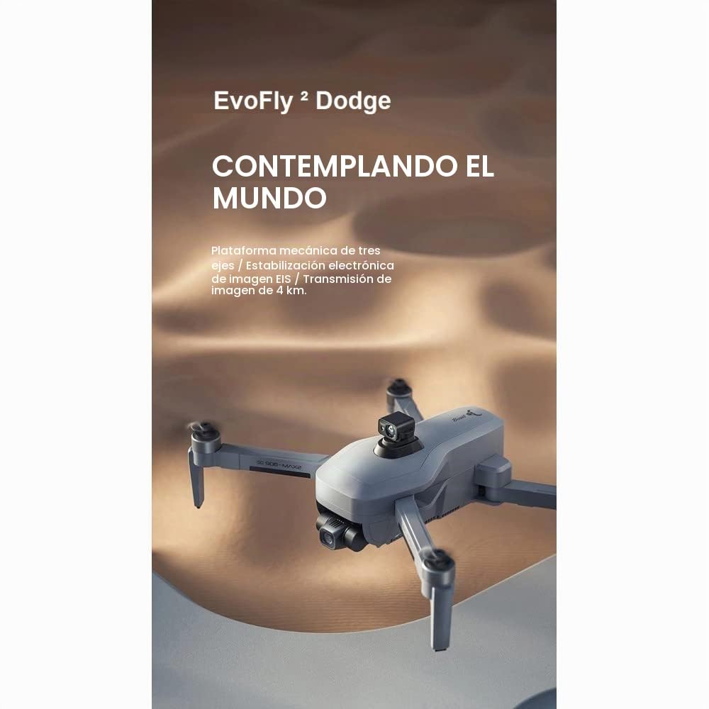 LUXWALLET EvoFly ² Dodge, 45Km /h, dron GPS 4K, 4KM, Evita obstáculos, WiFi de 5 GHz, cámara con cardán de 3 Ejes, Micro SD, Profesional