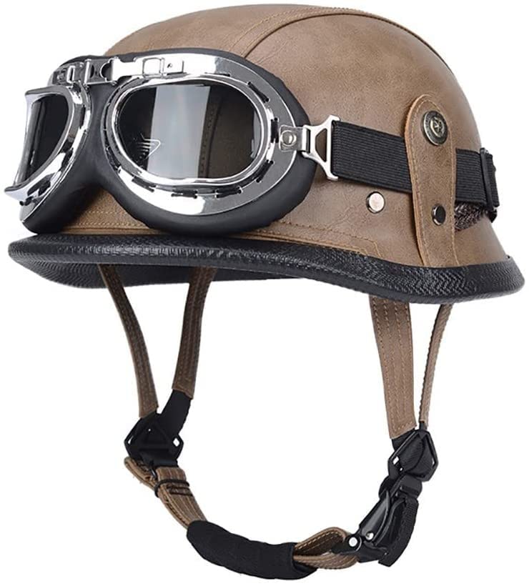 ZLYJ Casque De Moto Style Wehrmacht Avec Lunettes D'aviateur