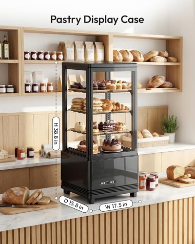 Image of Commercial Refrigerator Countertop , ETL Certified Refrigerated Display Case 2.8 Cu.Ft / 78L, LED Lighted Display Refrigerator with Double Glass, Auto Defrost, Air Cooling for Bakery, Cafe, Store