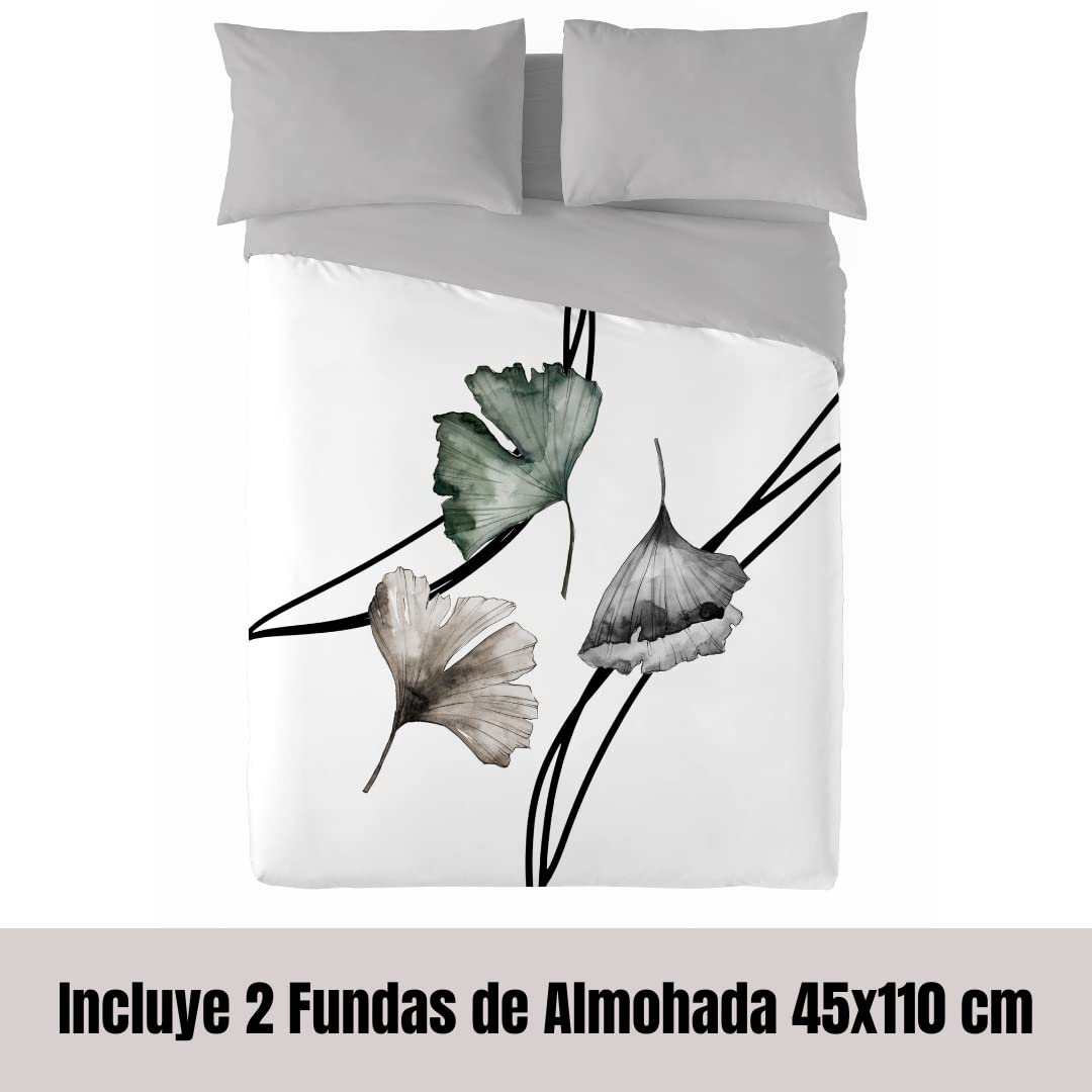 NATURALS Funda Nórdica Cama 180 DACA, Funda de 100% Algodón Suave para Edredrón 260x220 cm con 2 Fundas para Almohada 45x110 cm (3 Piezas)