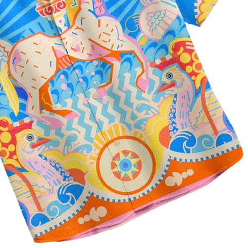 Image of Men's Floral Button-Down Shirt, Cotton Blend Stretchable, Casual Printed Striped Stylish Shirt