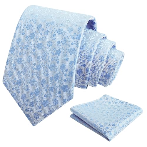 Image of Alizeal Mens 3.15inches Exquisite Floral Tie with Small Flower Printed Pocket Square